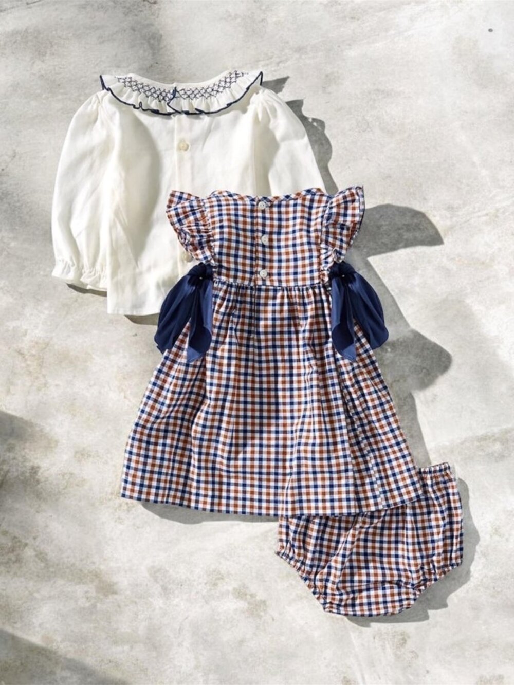 NWT Edgehill Collection Baby Girls Long Sleeve Plaid Side-Bow Dress Sz 12M